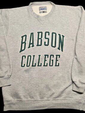 VTG Gear for Sports Babson College Crewneck Sweatshirt Gray Made in Taiwan XL